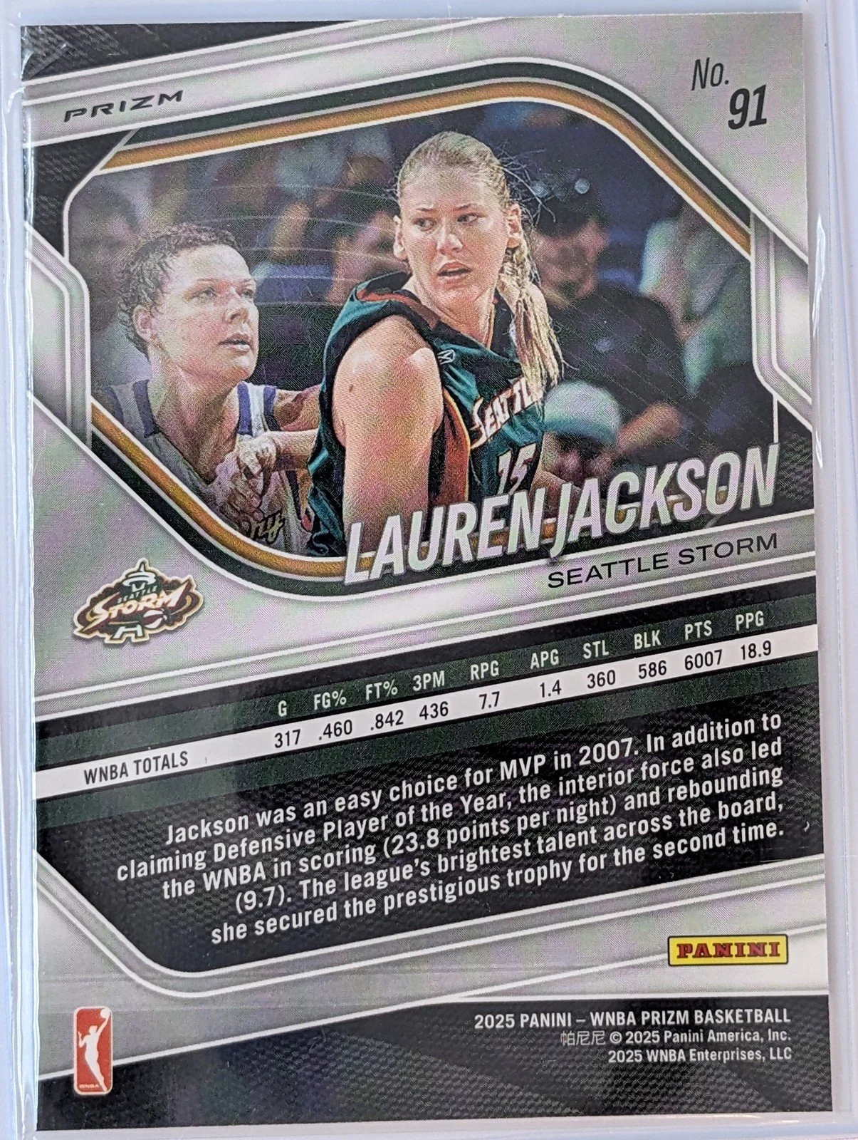 Back of 2025 Panini Select WNBA #91 Lauren Jackson