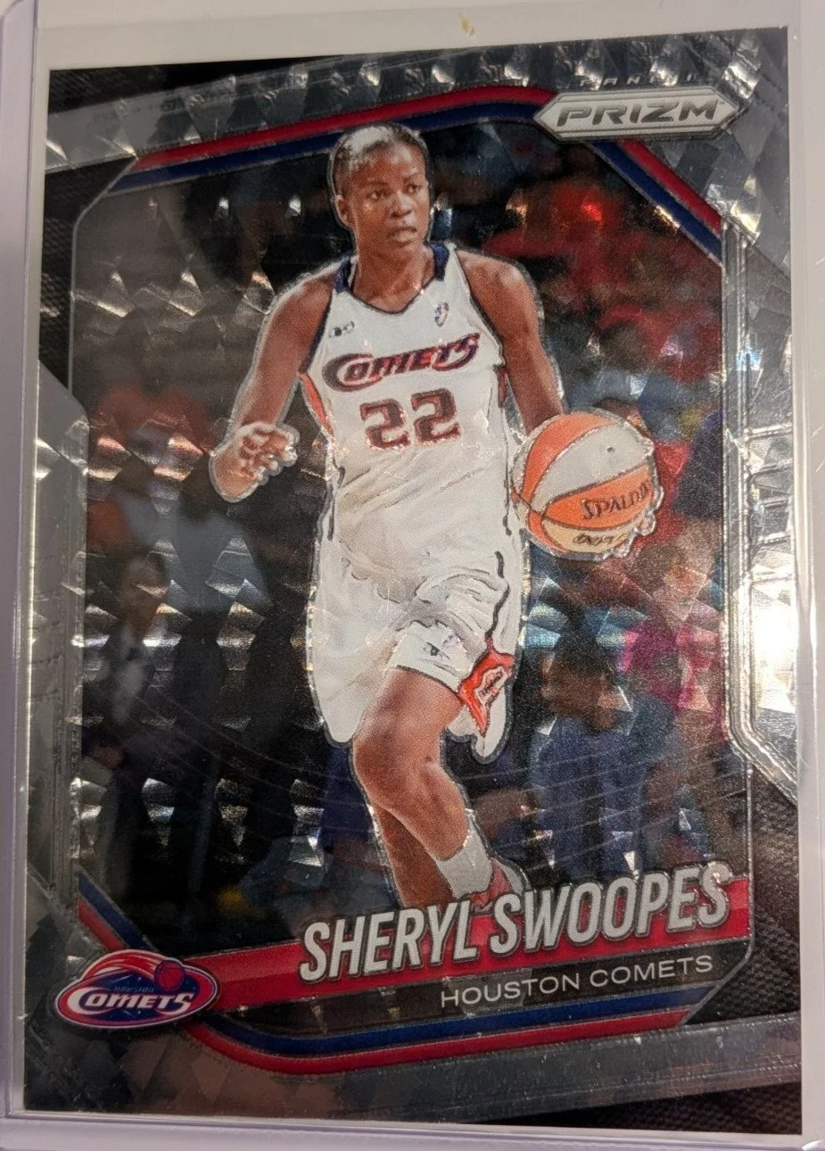 Front of 2025 Panini Prizm WNBA #21 Sheryl Swoopes Swirl Prizms