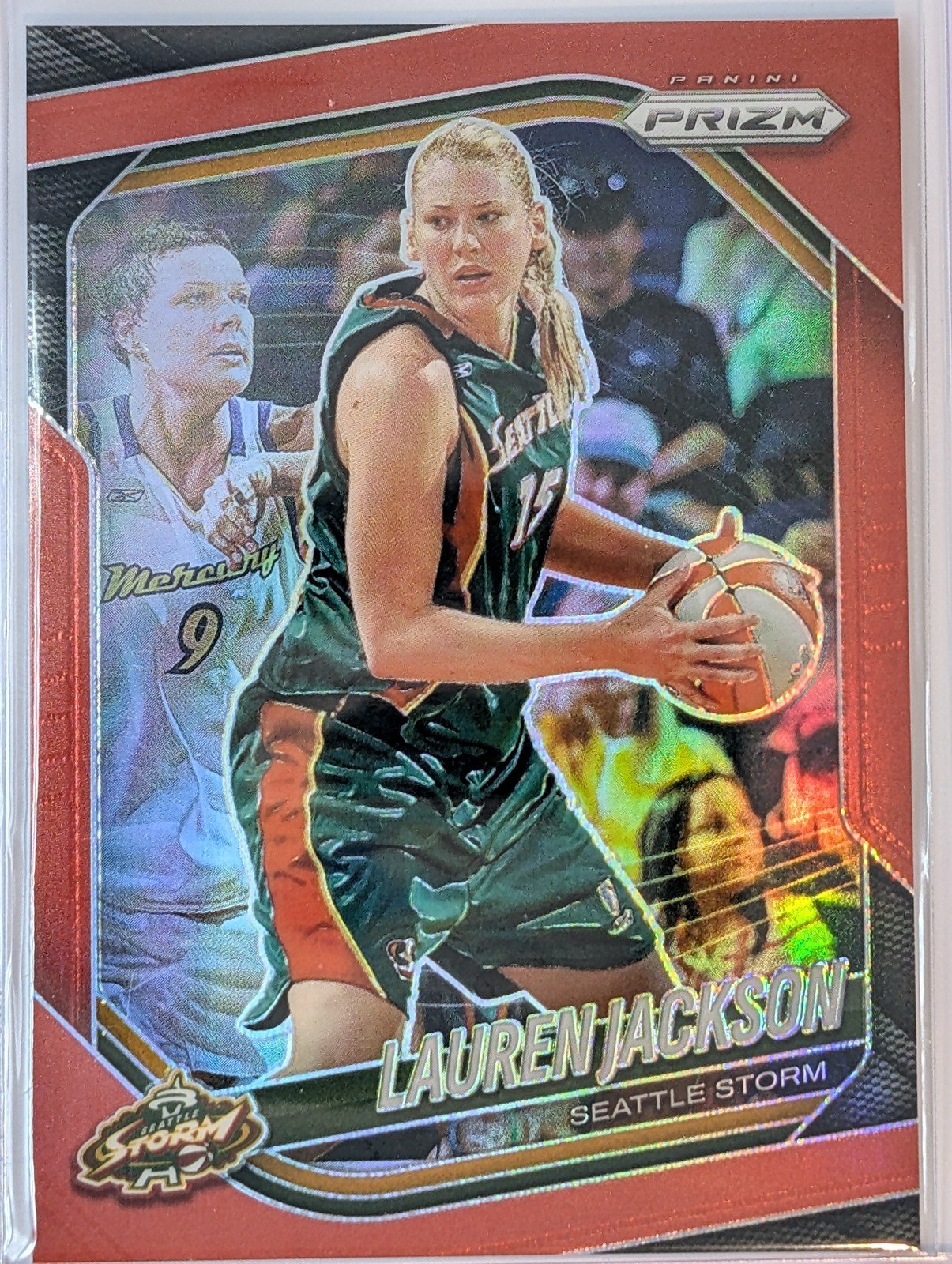 Front of 2025 Panini Prizm WNBA /299 #91 Lauren Jackson Red Prizms