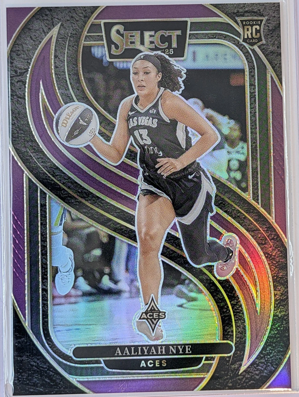 Front of 2025 Panini Select WNBA /149 #123 Aaliyah Nye Purple Prizms