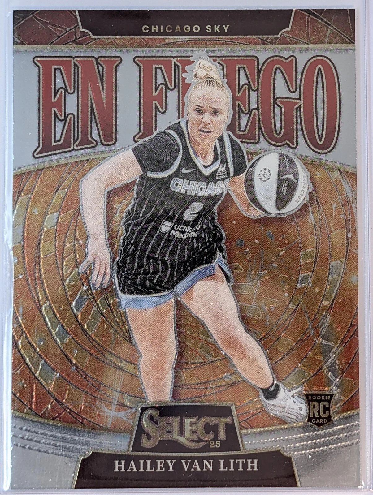 Front of 2025 Panini Select WNBA #2 Hailey Van Lith En Fuego