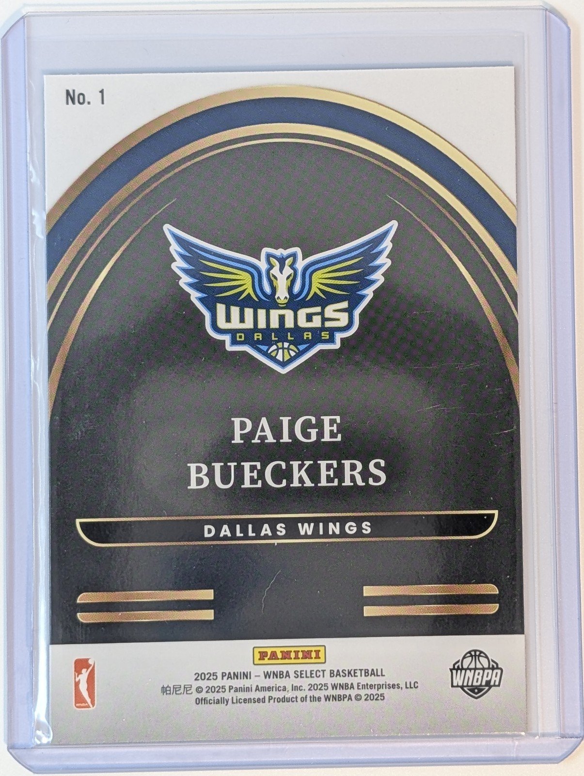 Back of 2025 Panini Select WNBA #1 Paige Bueckers Select Future