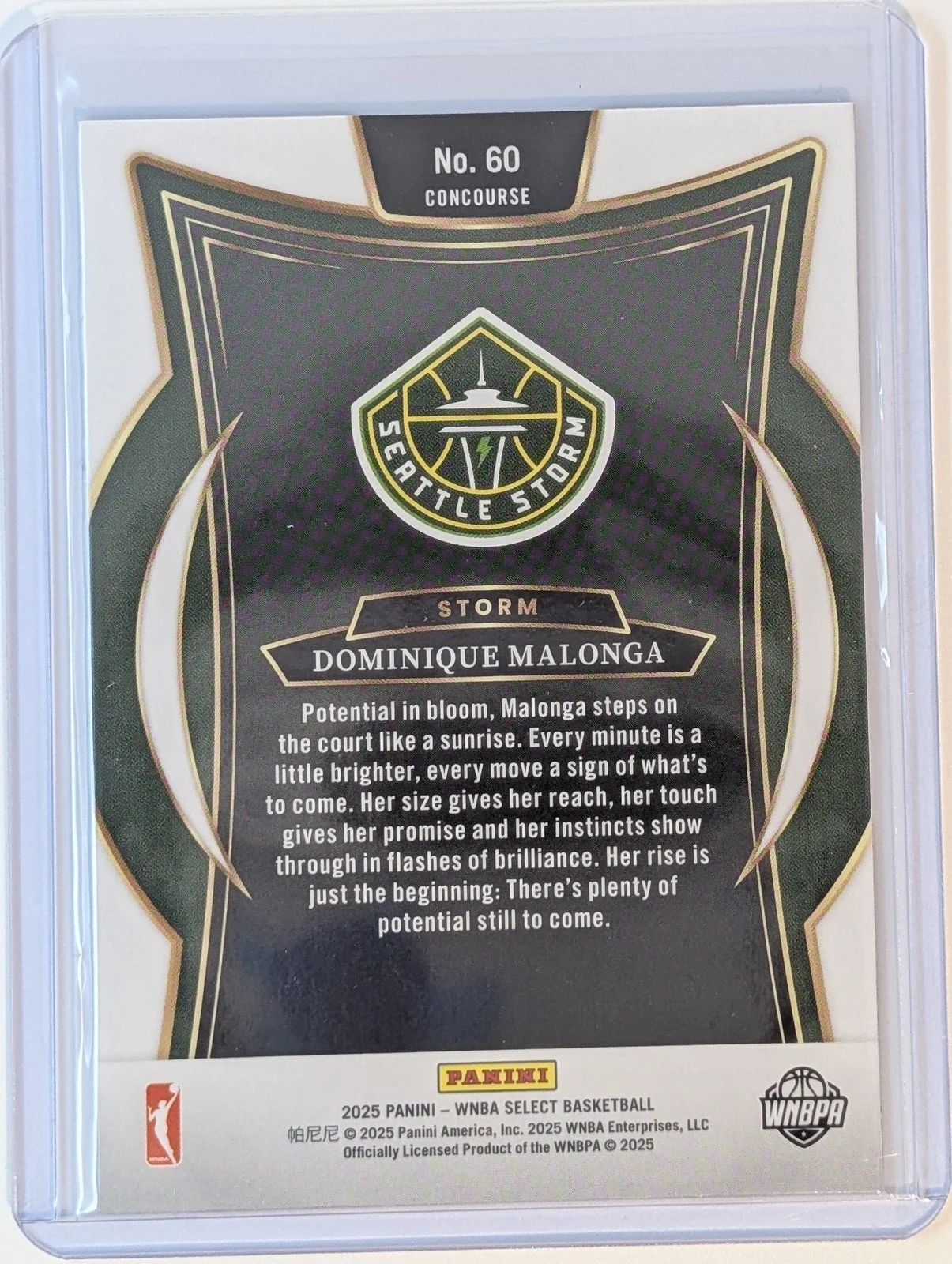 Back of 2025 Panini Select WNBA #60 Dominique Malonga