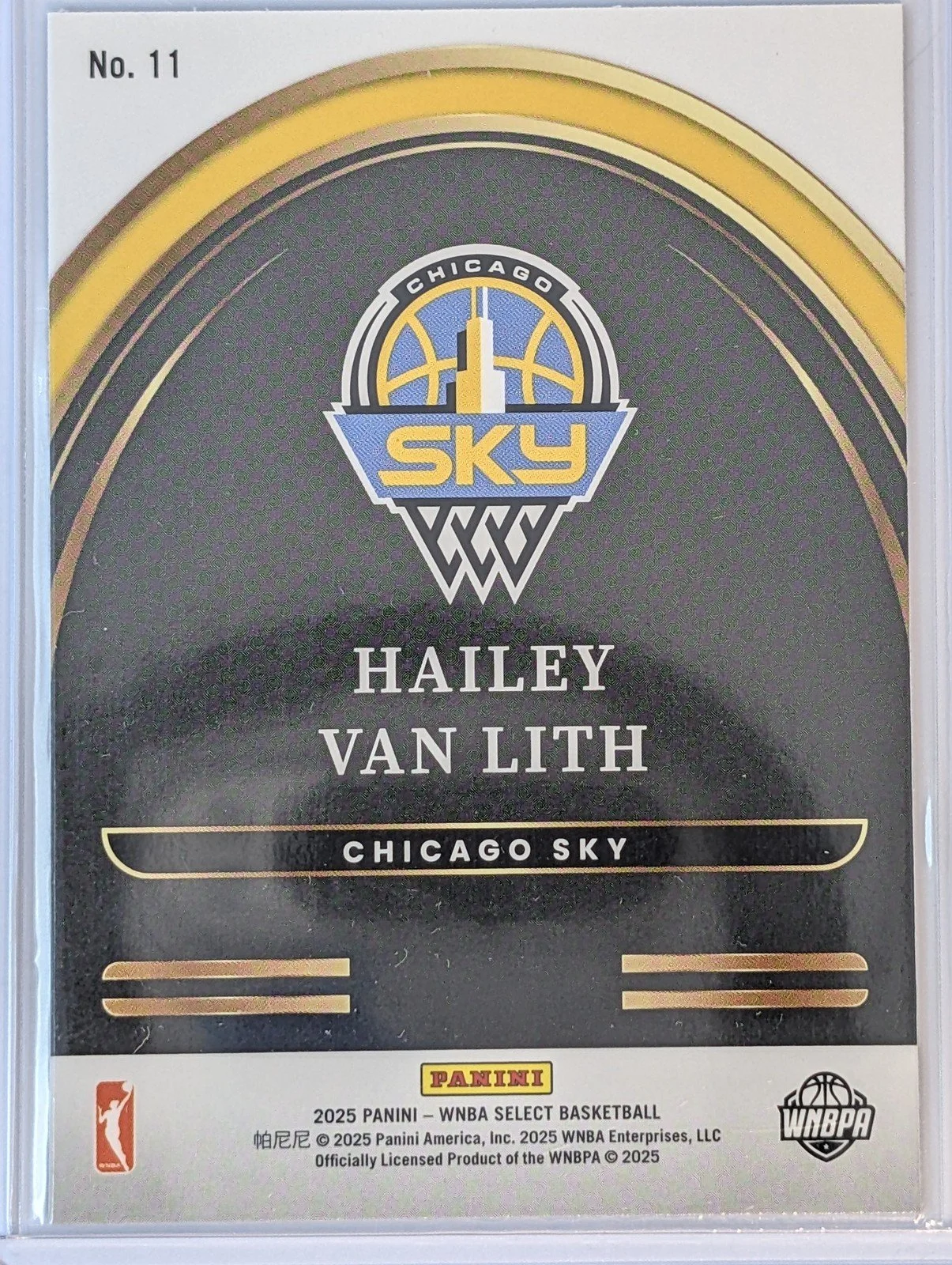 Back of 2025 Panini Select WNBA #11 Hailey Van Lith Select Future