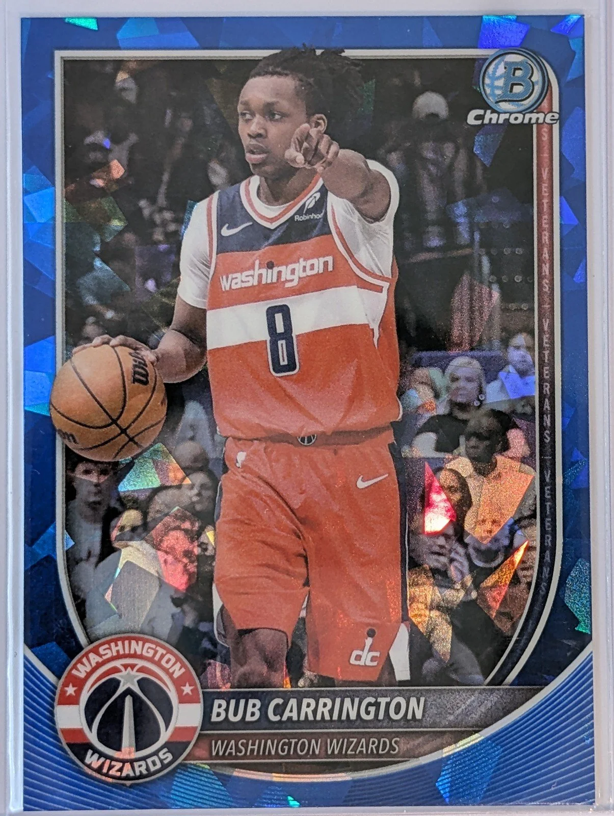 Front of 2025-26 Bowman Sapphire Edition #BCV-176 Bub Carrington