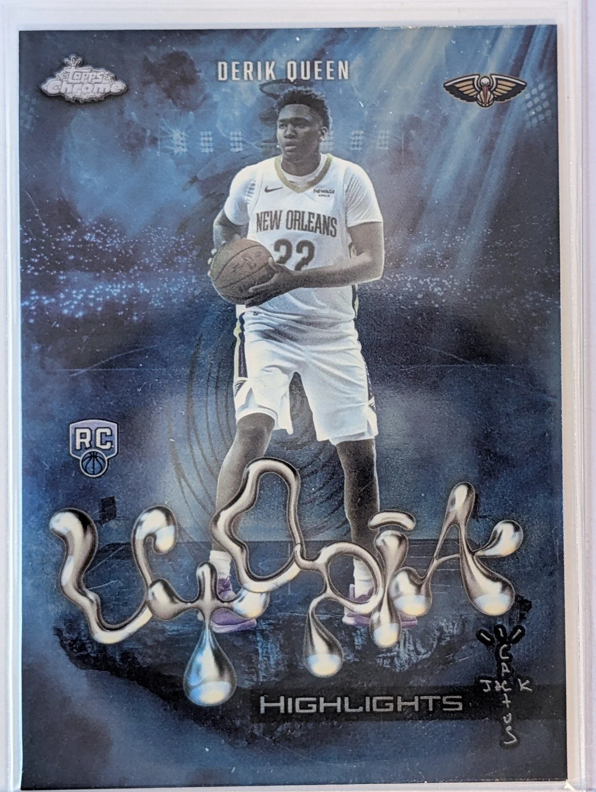 Front of 2025-26 Topps Chrome Cactus Jack #UH-33 Derik Queen Utopia Highlights
