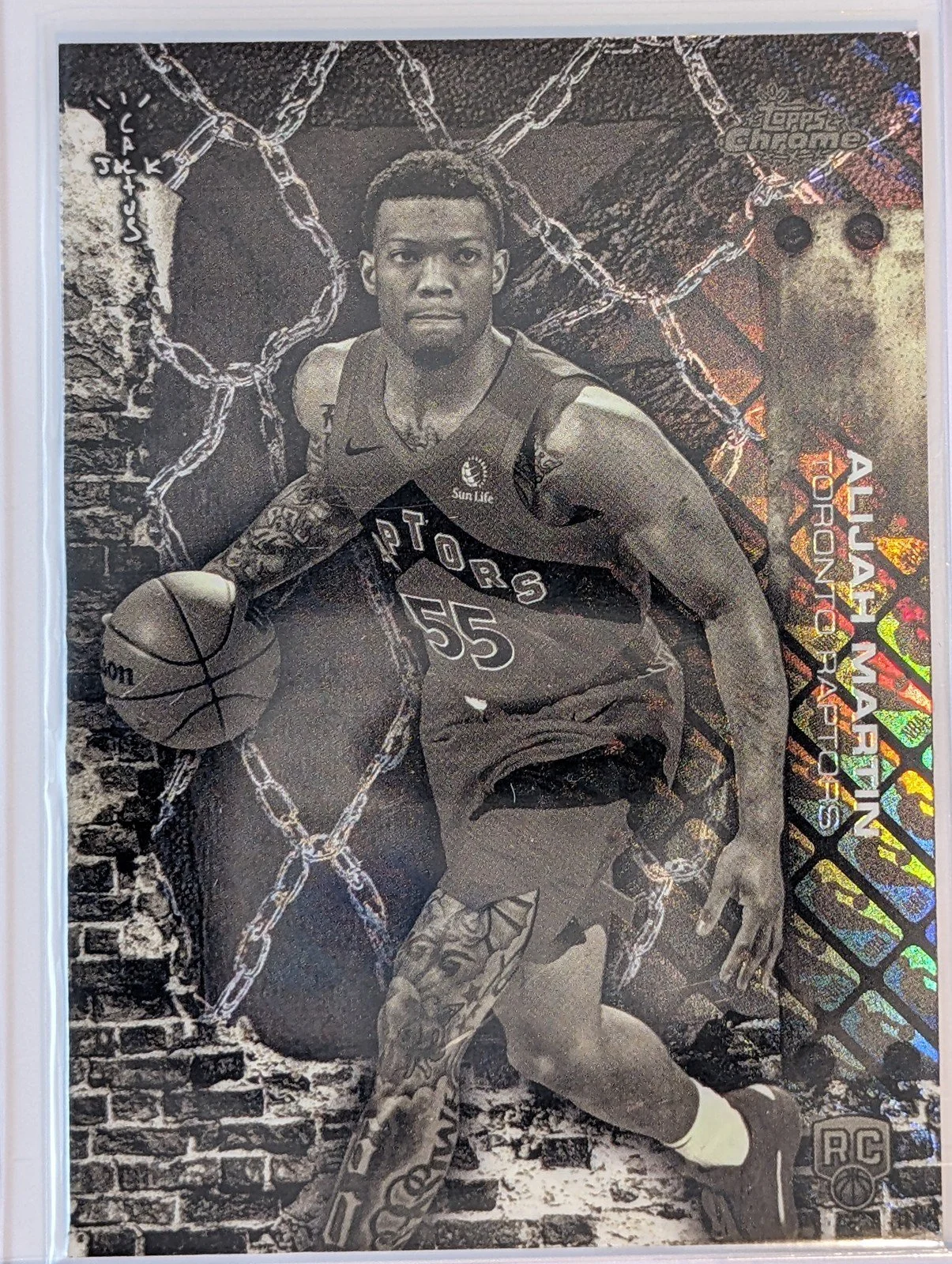 Front of 2025-26 Topps Chrome Cactus Jack #100 Alijah Martin LogoFractor
