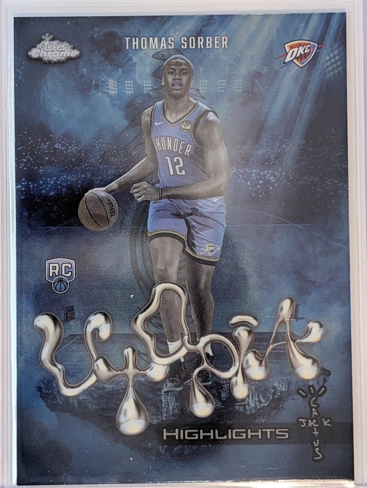 Front of 2025-26 Topps Chrome Cactus Jack #UH-35 Thomas Sorber UTOPIA Hightlights RC