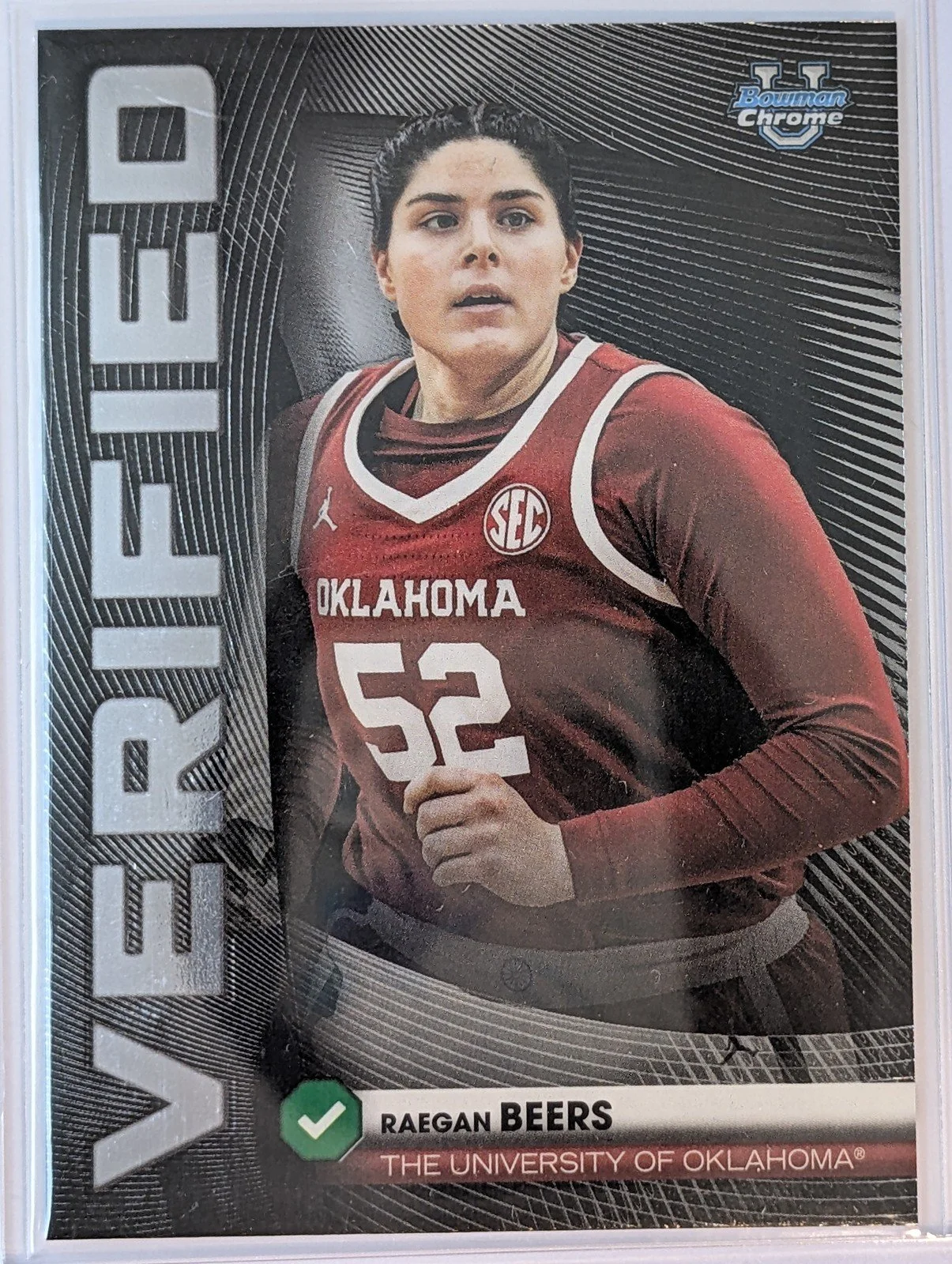 Front of 2025-26 Bowman #BV-7 Raegan Beers Bowman Verified