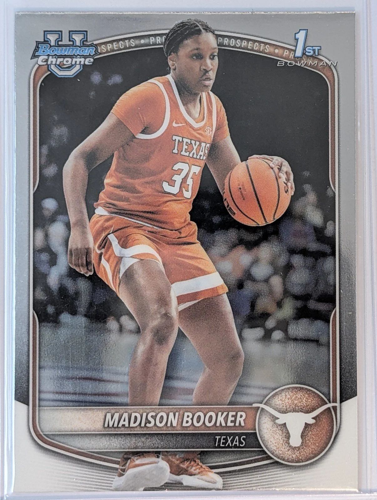 Front of 2025-26 Bowman #BCP-15 Madison Booker Chrome Prospects