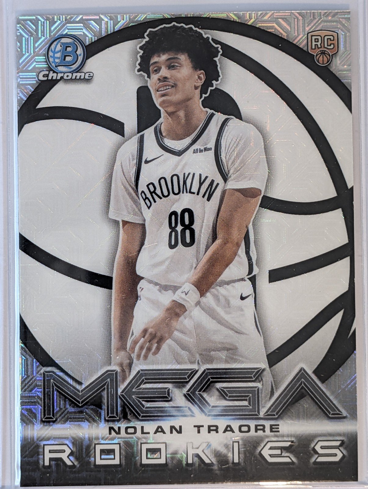 Front of 2025-26 Bowman #MR-19 Nolan Traore Mega Rookies Mojo