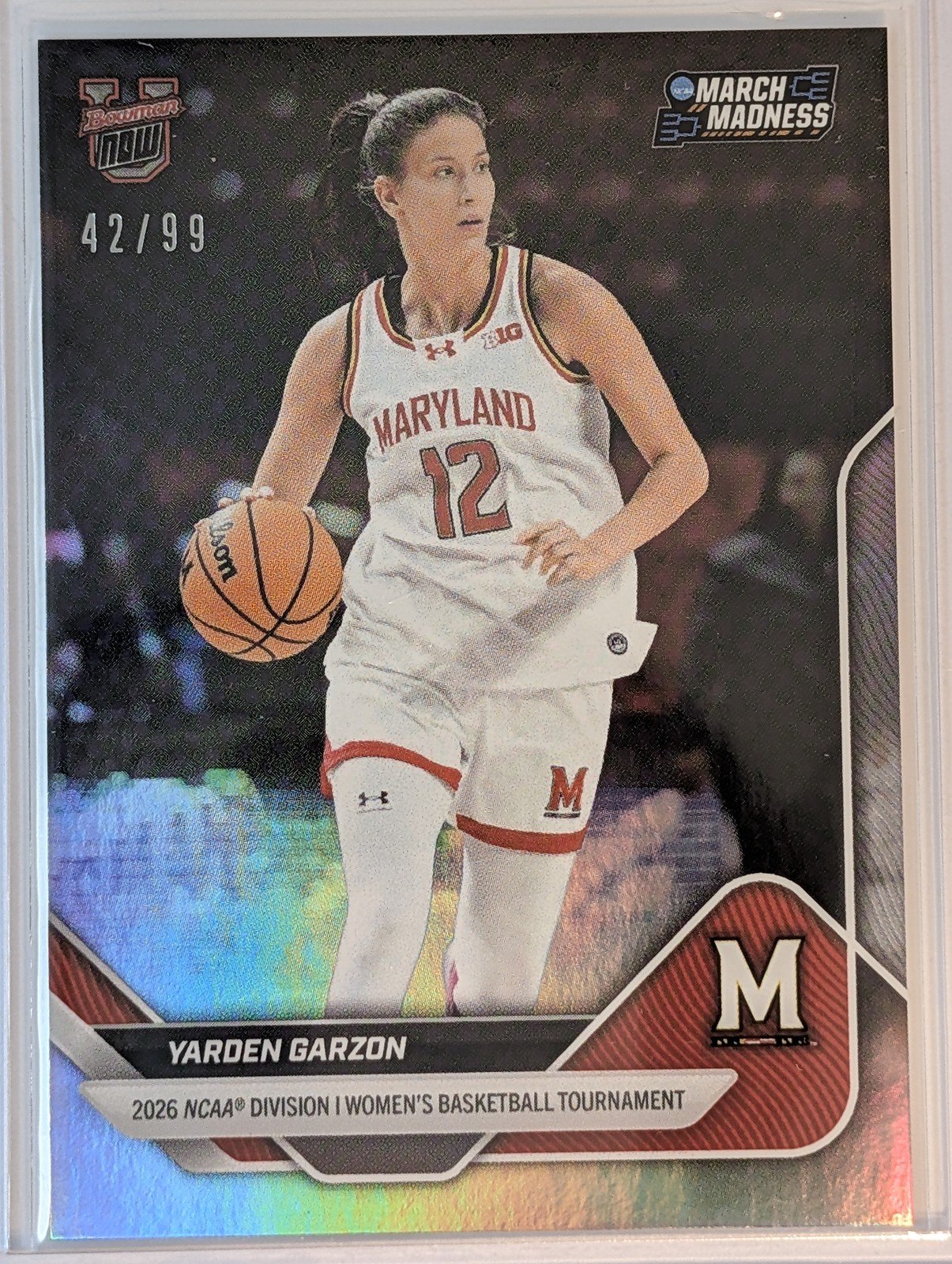 Front of 2026 Bowman U Now NCAA March Madness /99 #36 Yarden Garzon