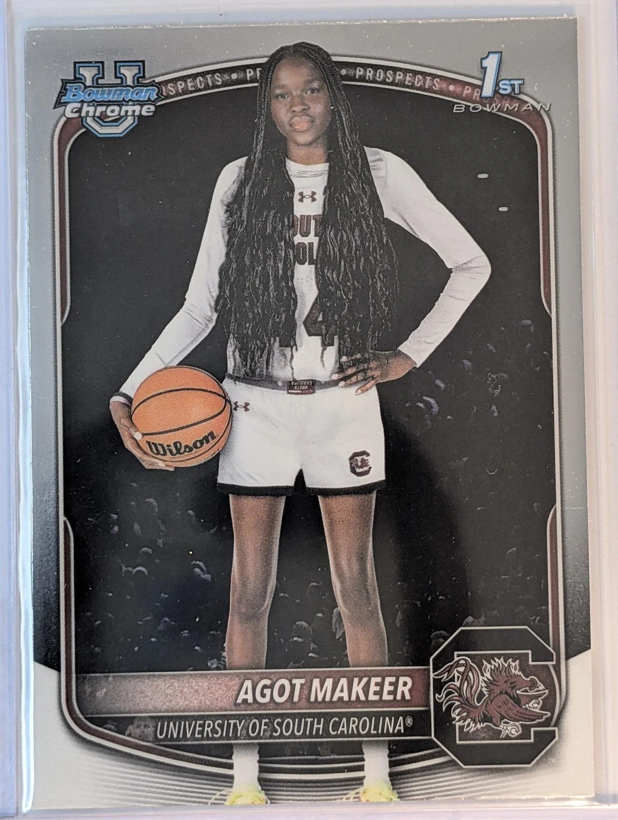 Front of 2025-26 Bowman #BPP-34 Agot Makeer Prospects