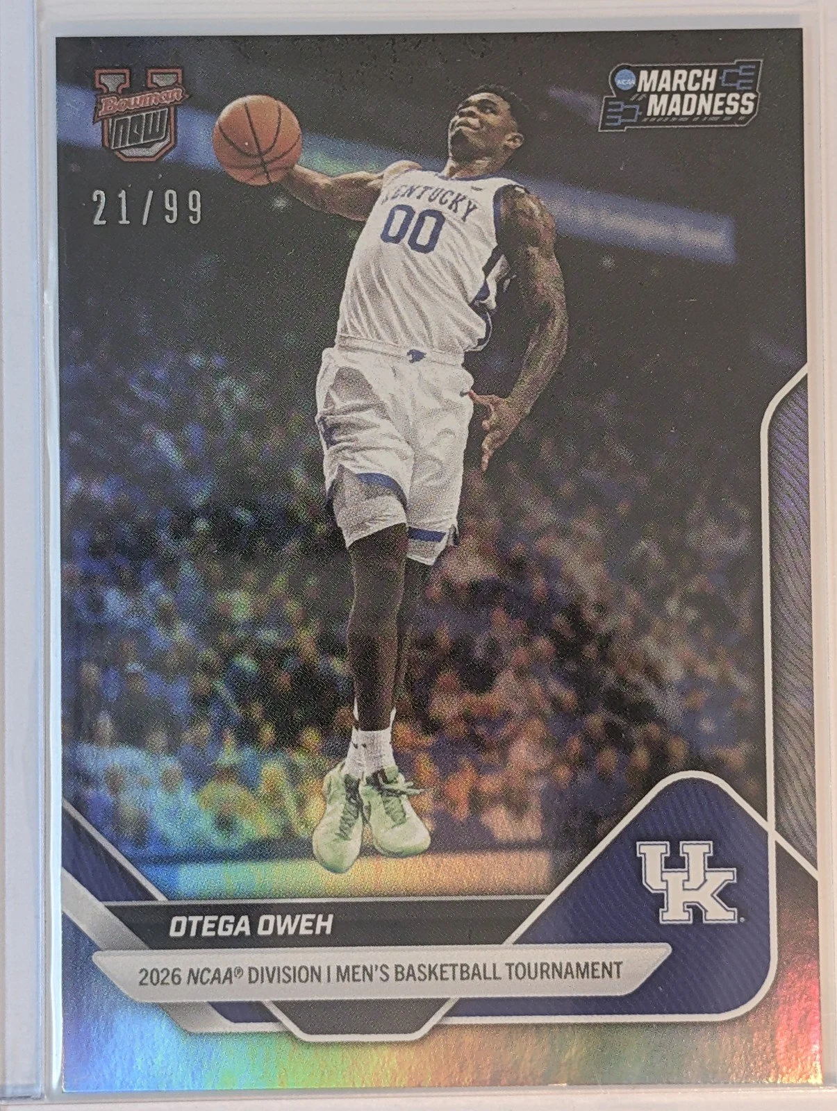 Front of 2026 Bowman U Now NCAA March Madness #45 Otega Oweh /99