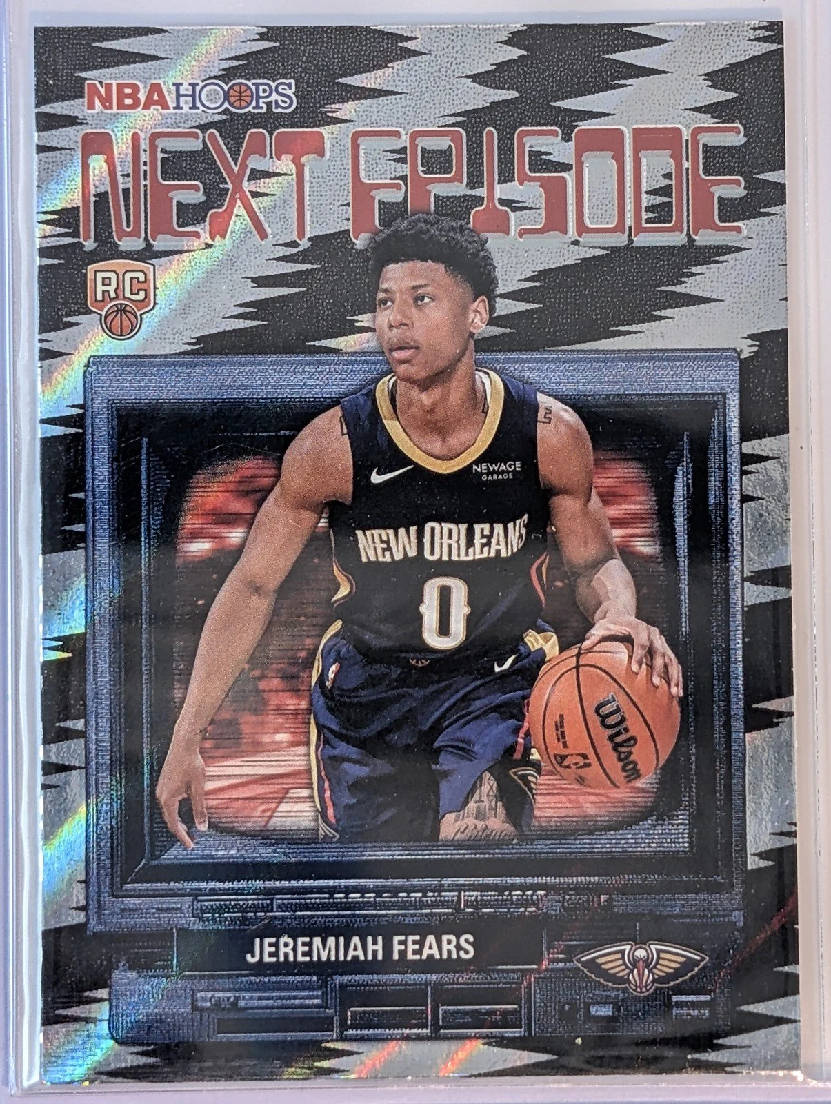 Front of 2025-26 Hoops #NE-7 Jeremiah Fears Next Episode RC