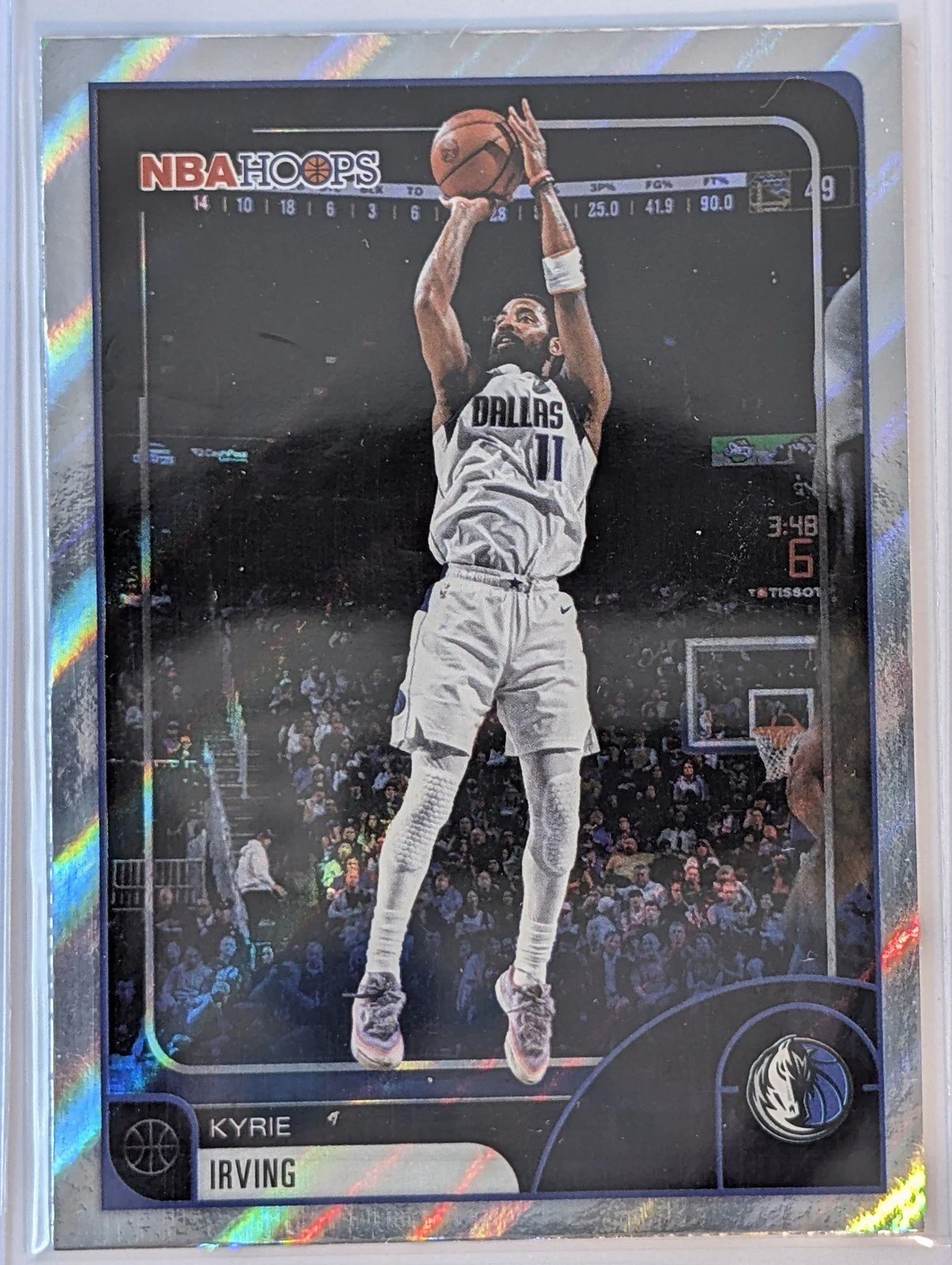 Front of 2025-26 Hoops #25 Kyrie Irving Rainbow