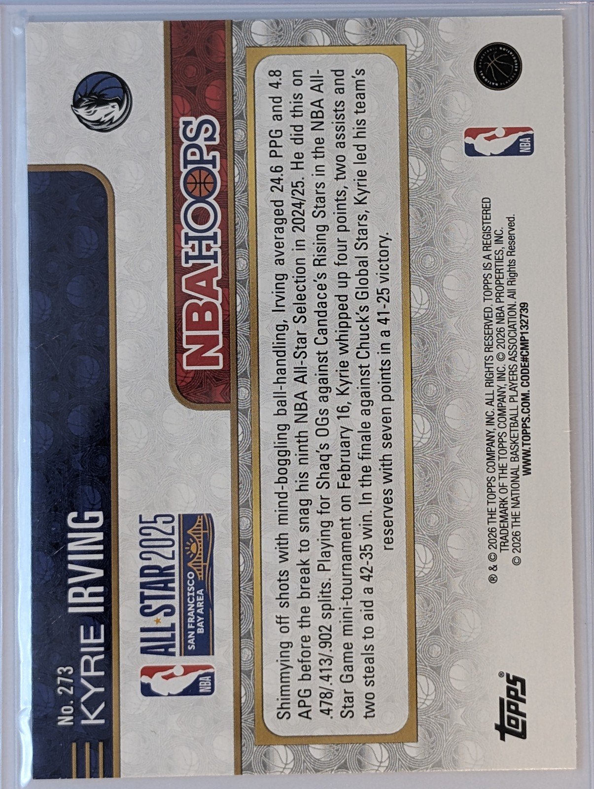 Back of 2025-26 Hoops #273 Kyrie Irving