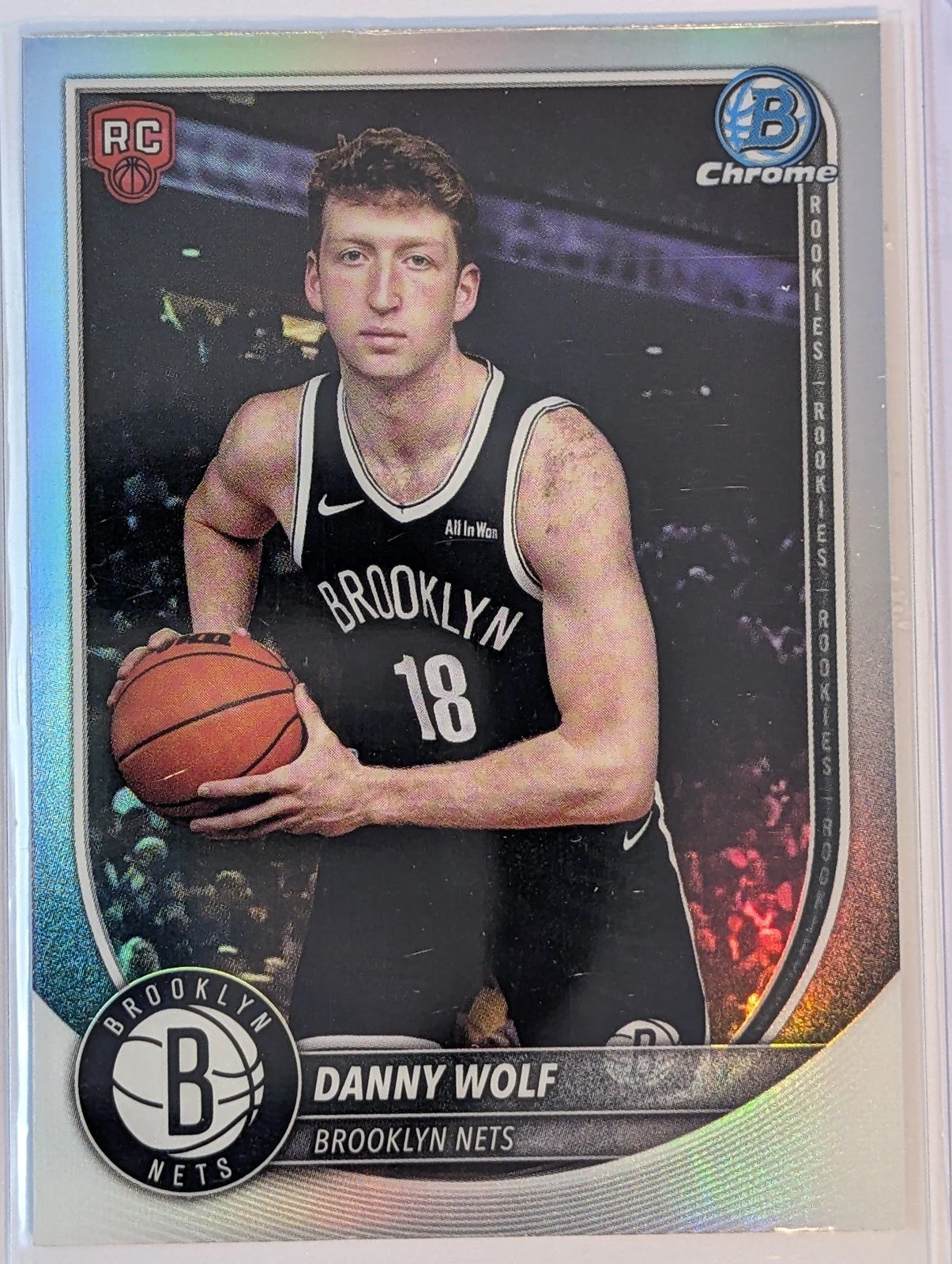 Front of 2025-26 Bowman #BRR-27 Danny Wolf Refractor