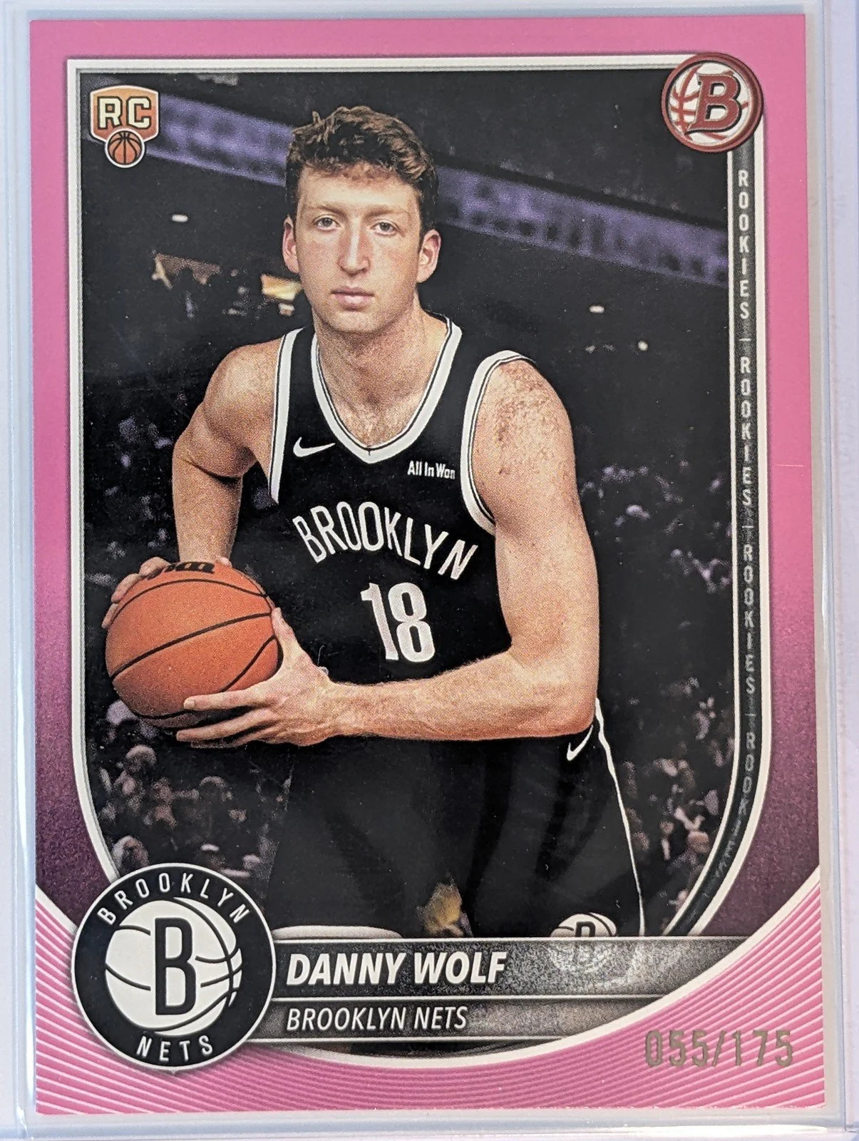 Front of 2025-26 Bowman #27 Danny Wolf Pink Border #/175