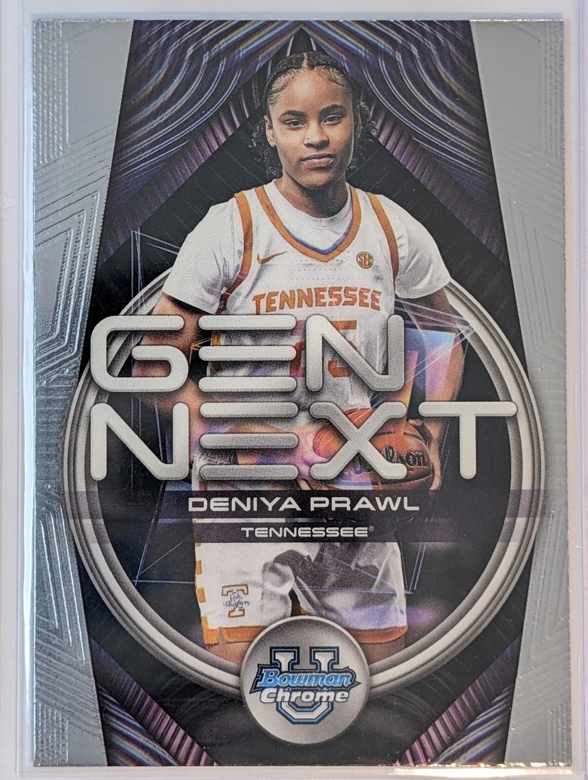 Front of 2025-26 Bowman #GN-25 Deniya Prawl Gen Next