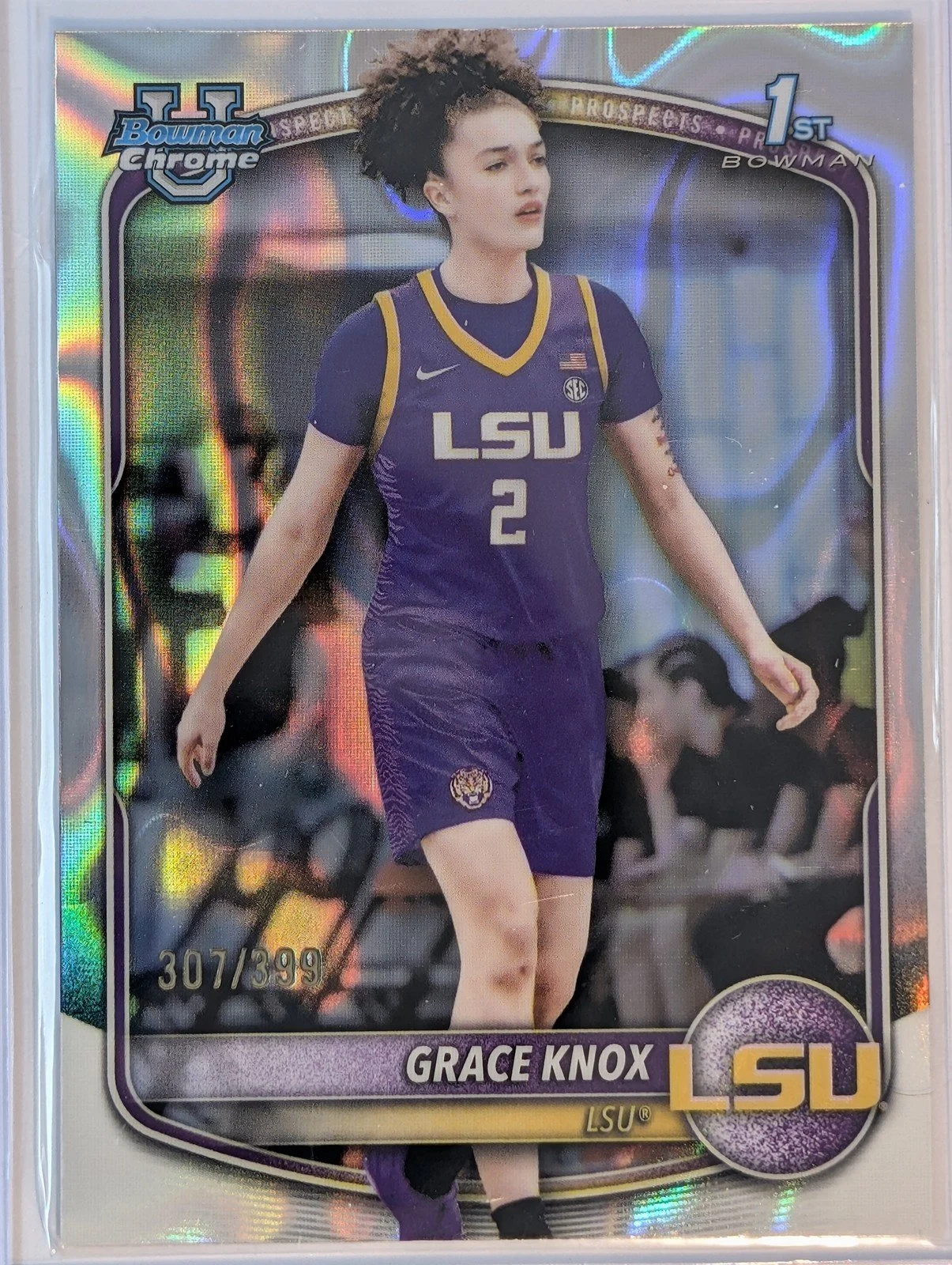 Front of 2025-26 Bowman #BCP-48 Grace Knox Chrome Prospects Lava Refractor #/399
