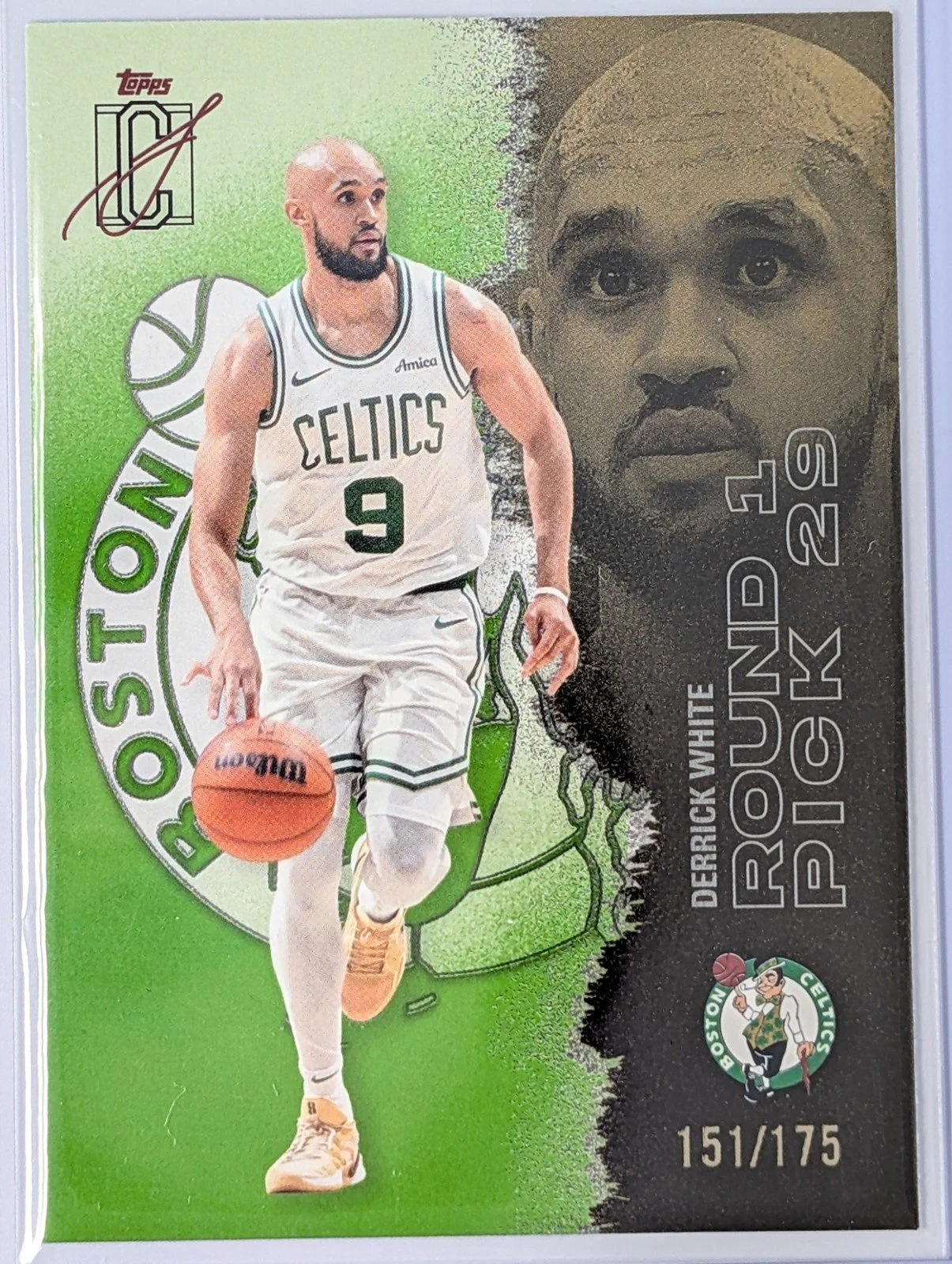 Front of 2025-26 Topps Signature Class #98 Derrick White Lime #/175