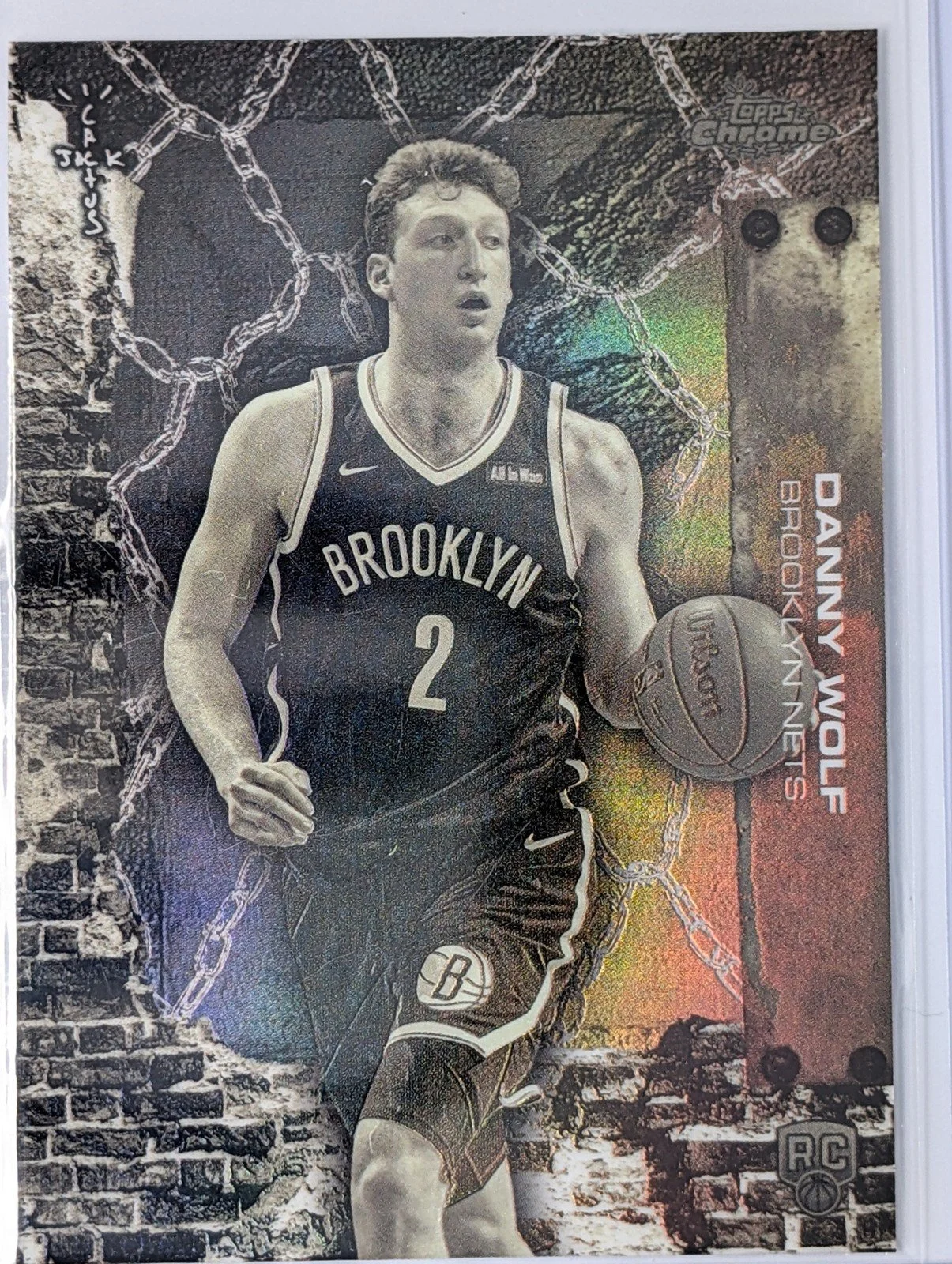 Front of 2025-26 Topps Chrome Cactus Jack #87 Danny Wolf White RC
