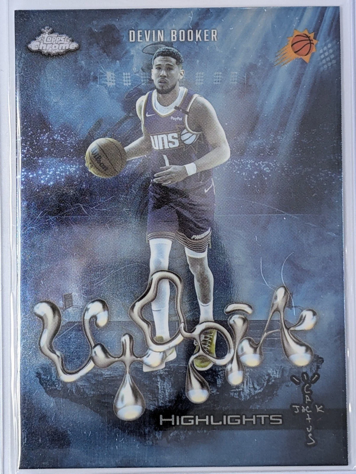Front of 2025-26 Topps Chrome Cactus Jack #UH-13 Devin Booker Utopia Highlights