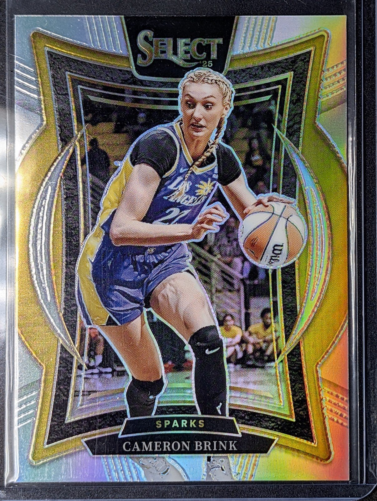 Front of 2025 Panini Select WNBA #9 Cameron Brink Silver Prizms
