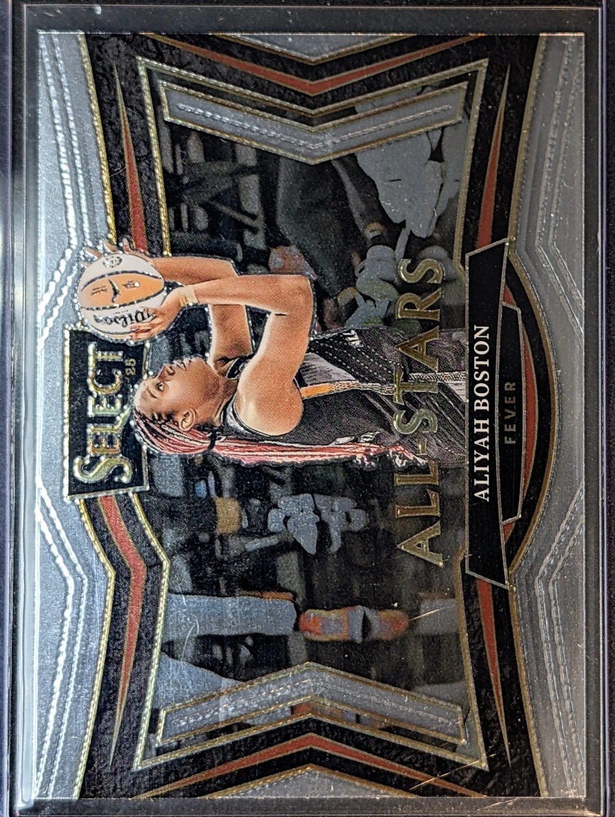 Front of 2025 Panini Select WNBA #9 Aliyah Boston All-Stars