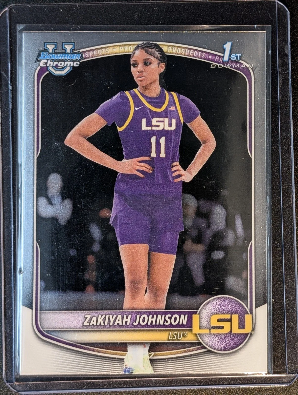 Front of 2025-26 Bowman #BCP-73 ZaKiyah Johnson Chrome Prospects