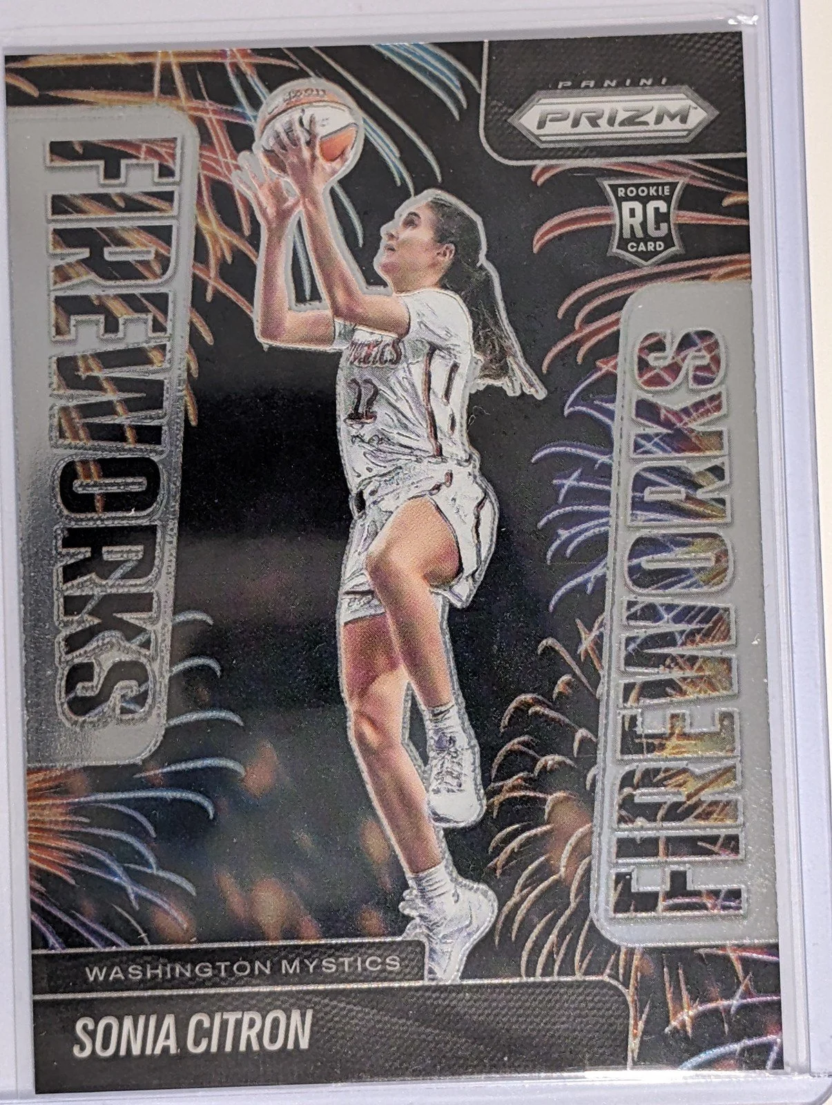 Front of 2025 Panini Prizm WNBA #15 Sonia Citron Fireworks