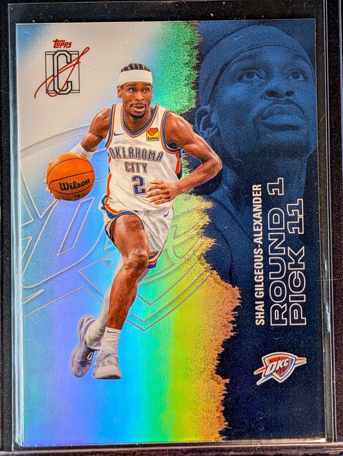 Front of 2025-26 Topps Signature Class #54 Shai Gilgeous-Alexander Chrome Refractors