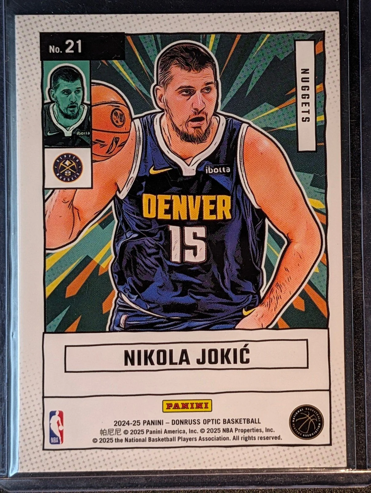 Back of 2024-25 Donruss Optic #21 Nikola Jokic Net Marvels