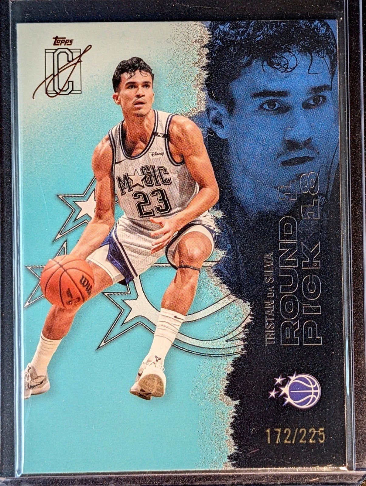 Front of 2025-26 Topps Signature Class #43 Tristan da Silva  #/225 Color match
