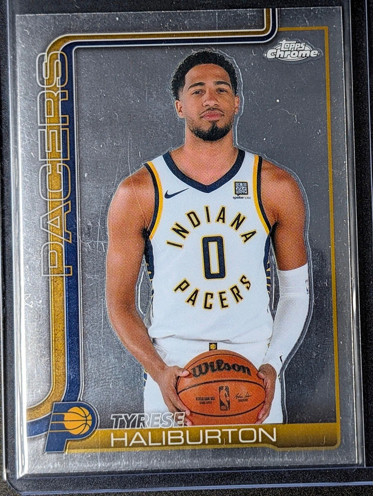 Front of 2025-26 Topps Chrome #3 Tyrese Haliburton image variation SP