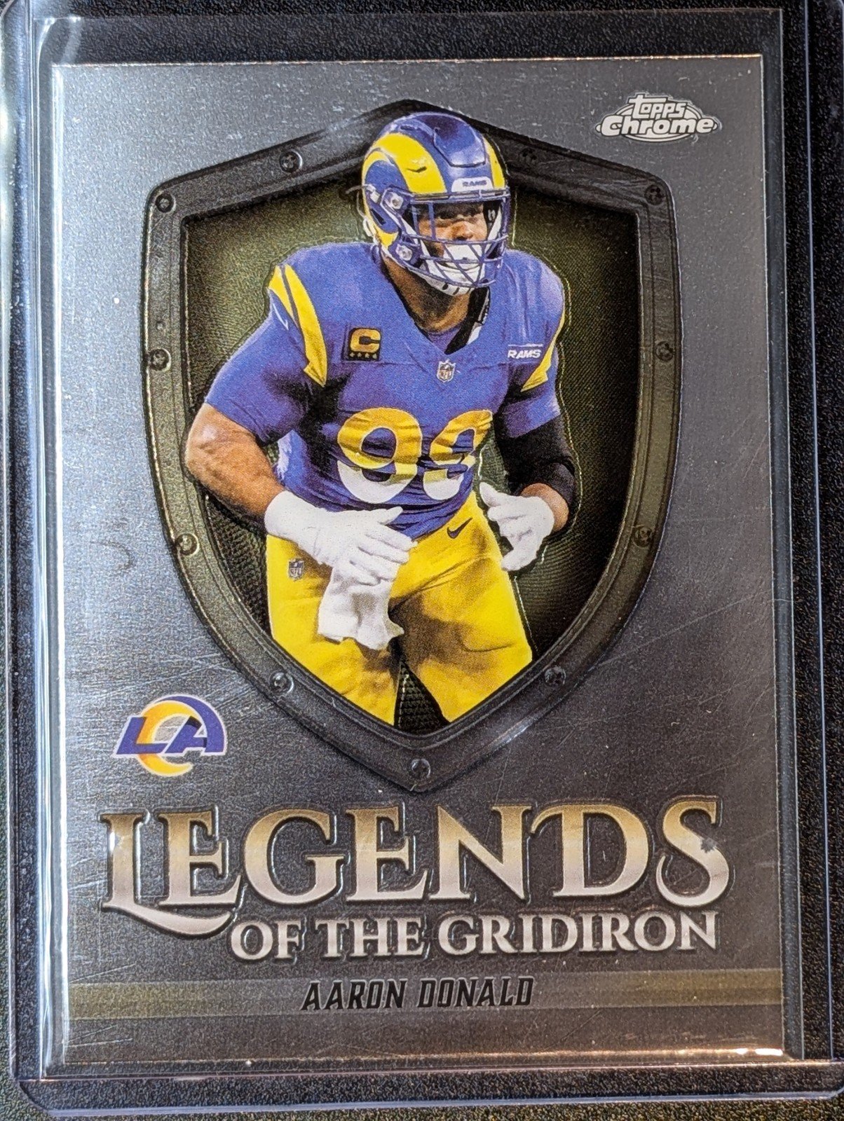 Front of 2025 Topps Chrome #LOG-40 Aaron Donald Legends of the Gridiron