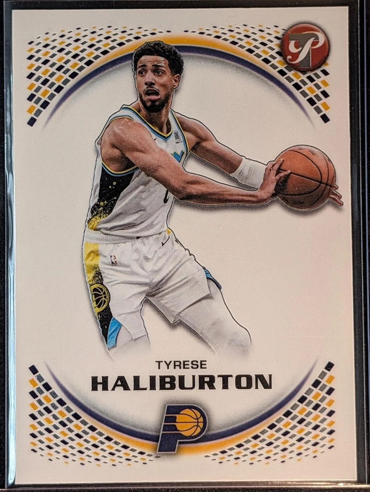 Front of 2025-26 Topps Pristine Basketball Tyrese Haliburton #34