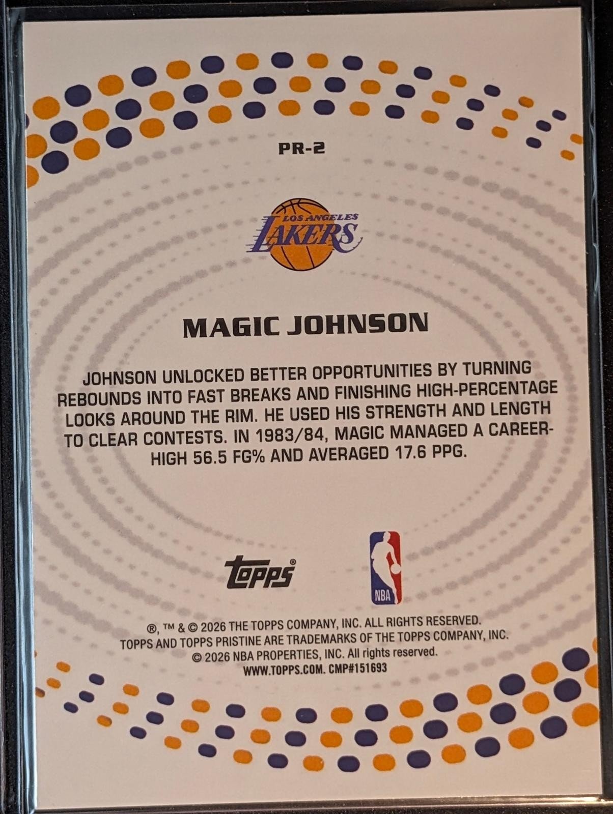 Back of 2025-26 Topps Pristine Basketball Magic Johnson Precisionaries #PR-2
