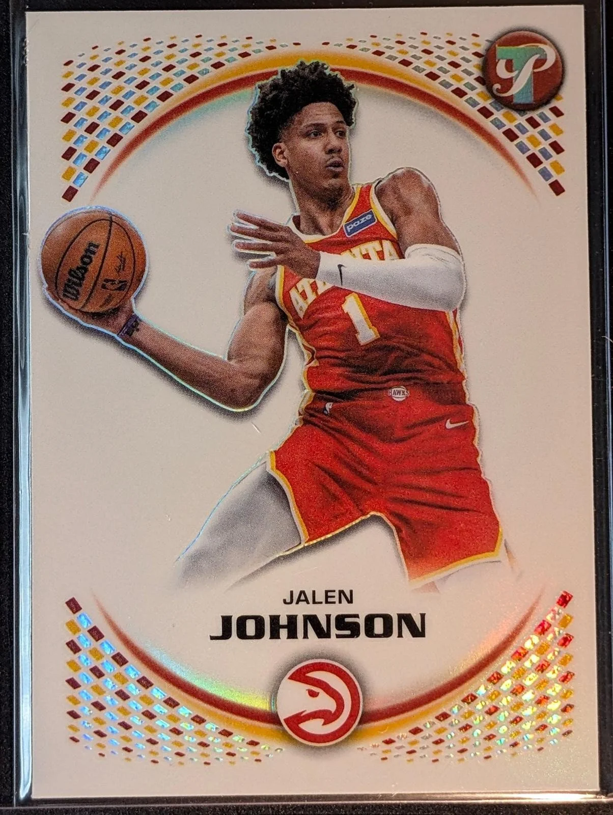 Front of 2025-26 Topps Pristine Basketball #3 Jalen Johnson Refractor