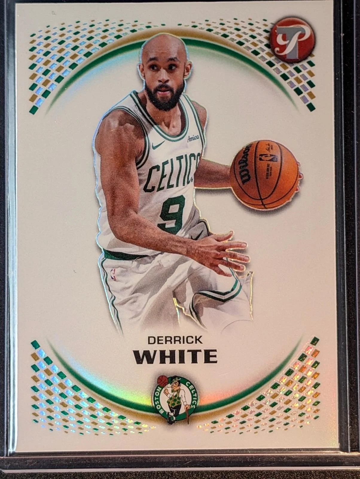 Front of 2025-26 Topps Pristine Basketball #6 Derrick White Refractor