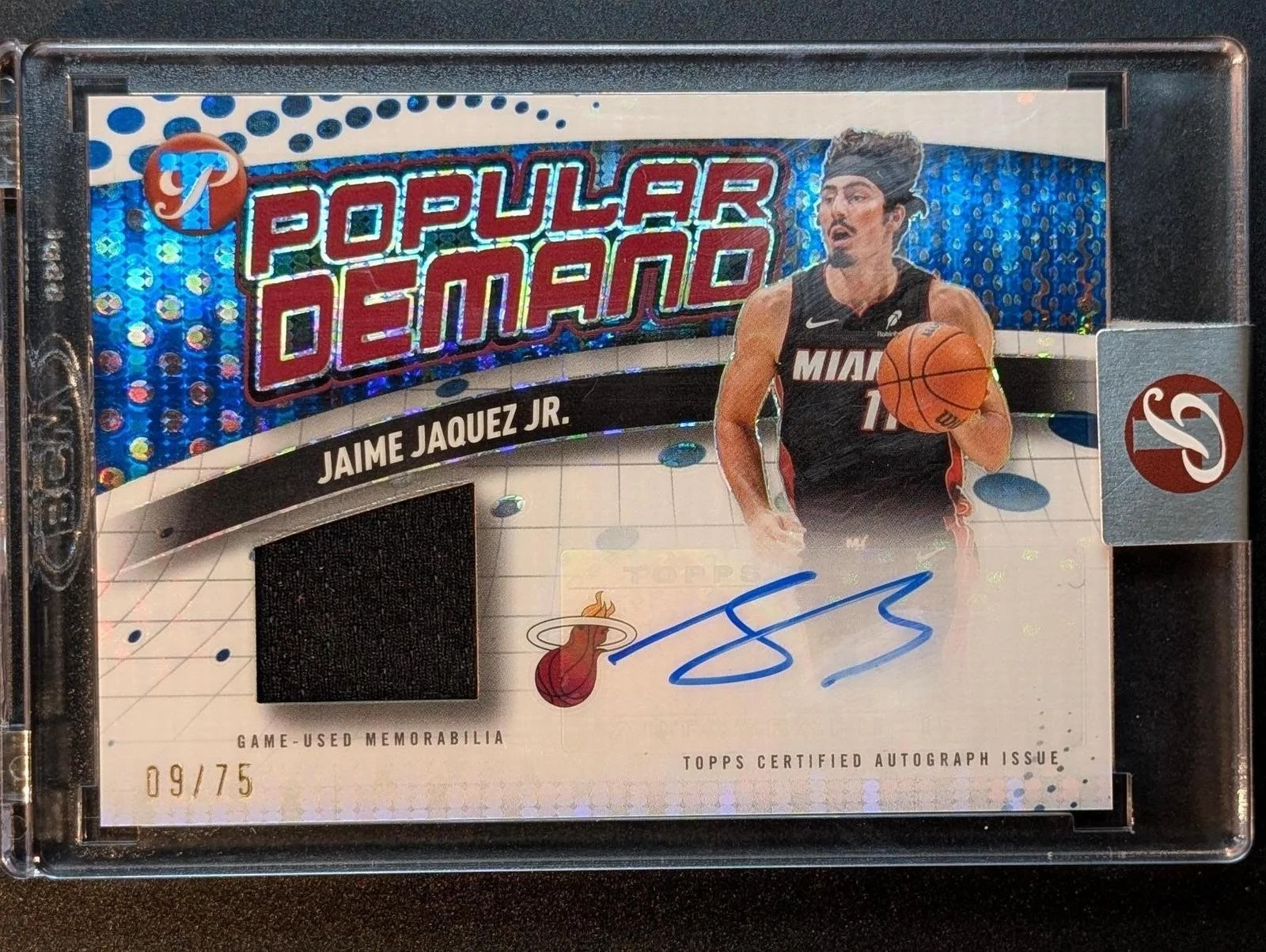 Front of 2025-26 Topps Pristine Basketball /75 Jaime Jaquez Jr. Popular Demand #PDR-JJ