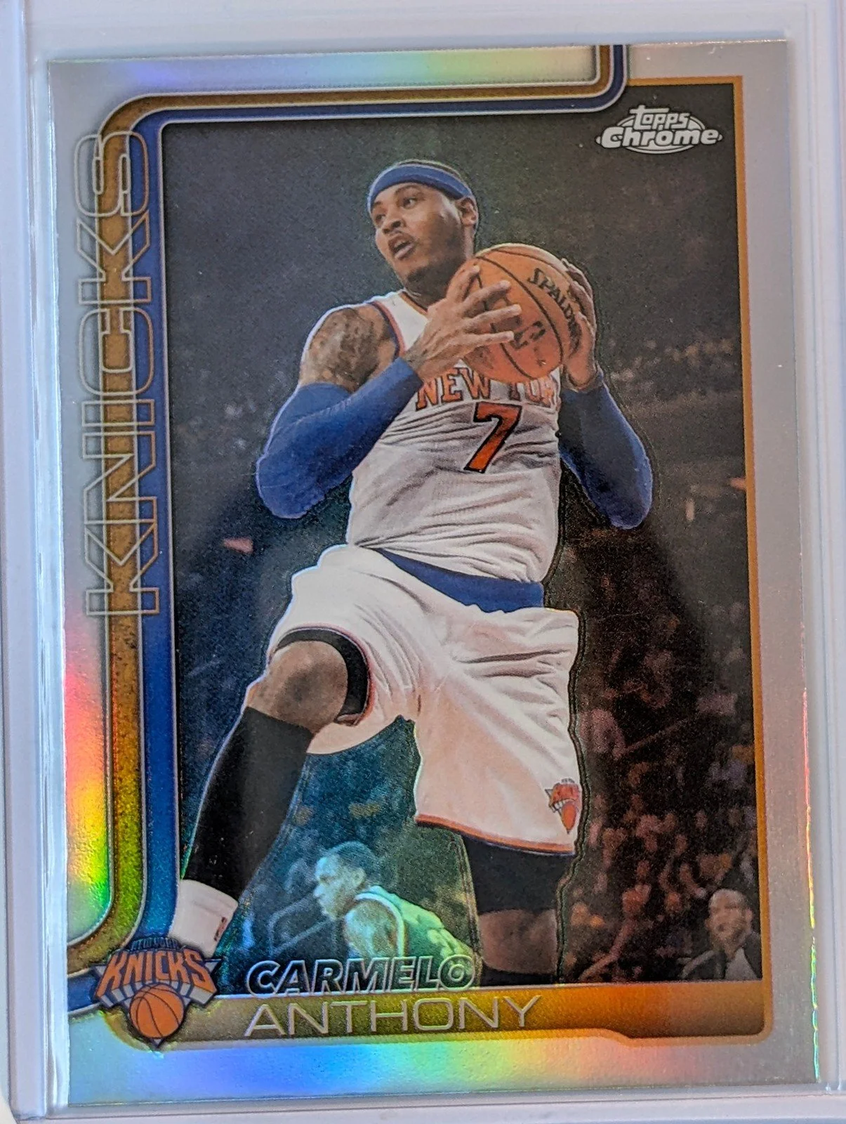 Front of 2025-26 Topps Chrome Update #148 Carmelo Anthony Refractor