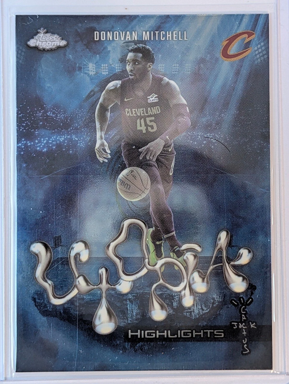 Front of 2025-26 Topps Chrome Cactus Jack #UH-6 Donovan Mitchell Utopia Highlights