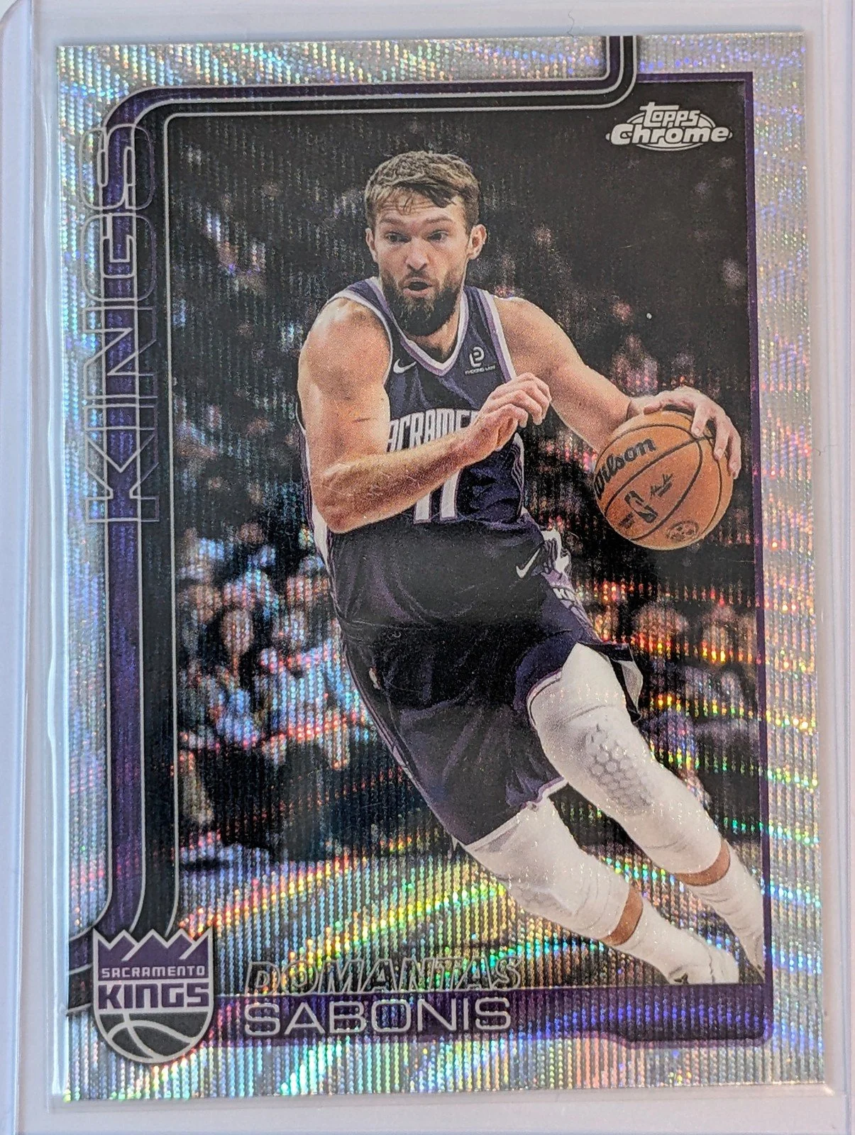 Front of 2025-26 Topps Chrome Update #34 Domantas Sabonis Wave Refractor