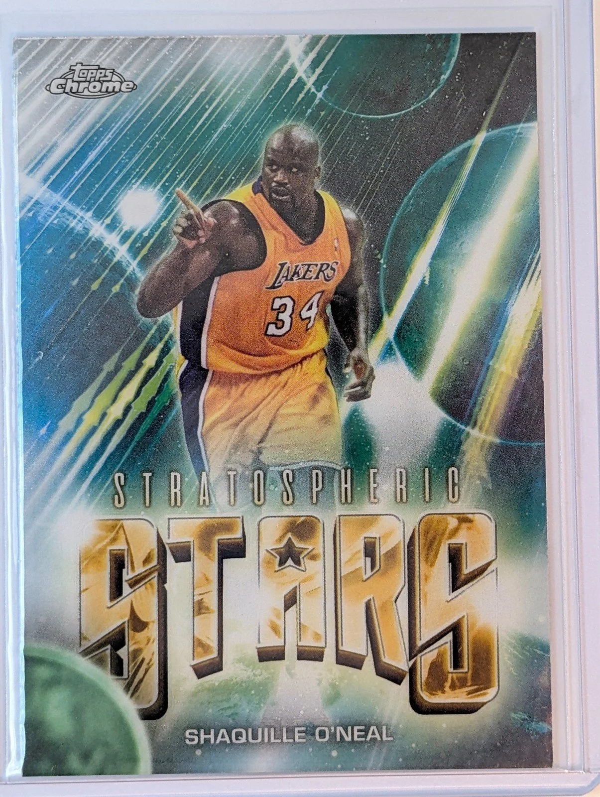 Front of 2025-26 Topps Chrome Update #ST-21 Shaquille O’Neal Stratospheric Stars