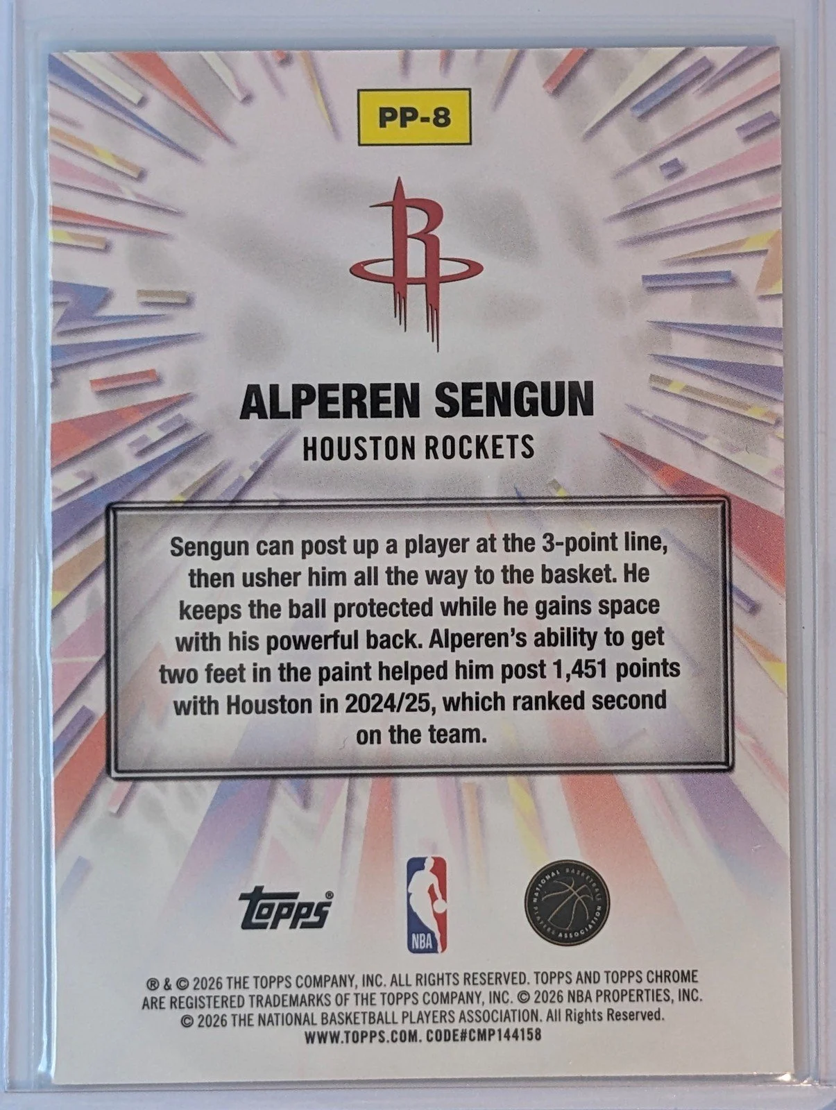 Back of 2025-26 Topps Chrome Update #PP-8 Alperen Sengun Power Players