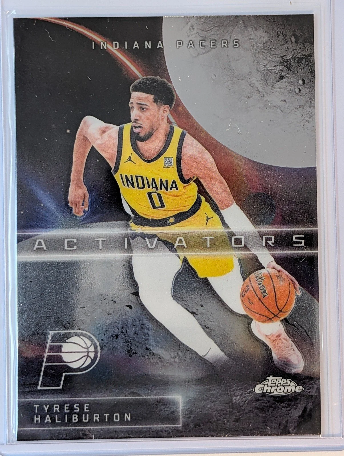 Front of 2025-26 Topps Chrome Update #AC-5 Tyrese Haliburton Activators
