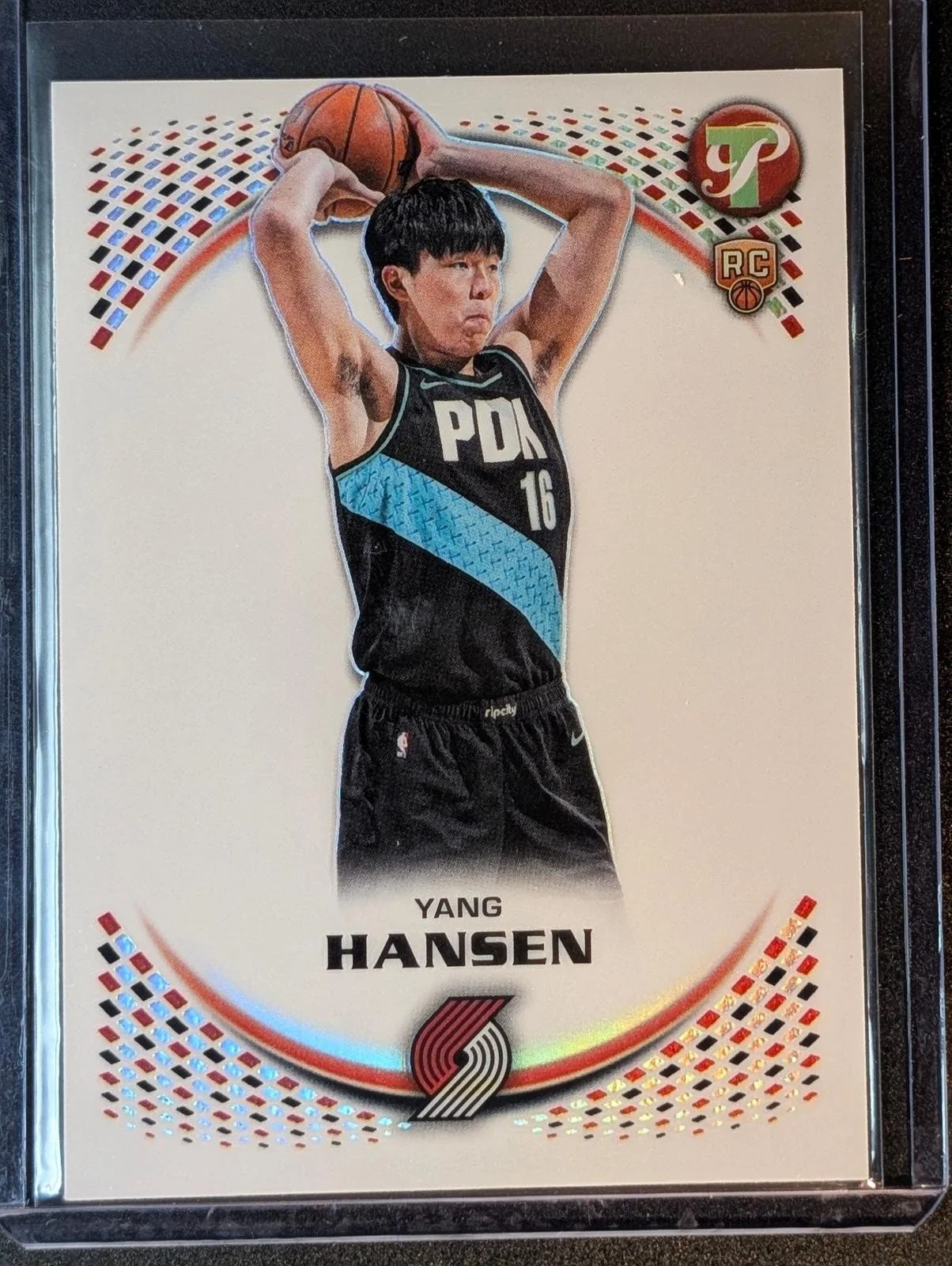 Front of 2025-26 Topps Pristine Yang Hansen Refractor #147 RC