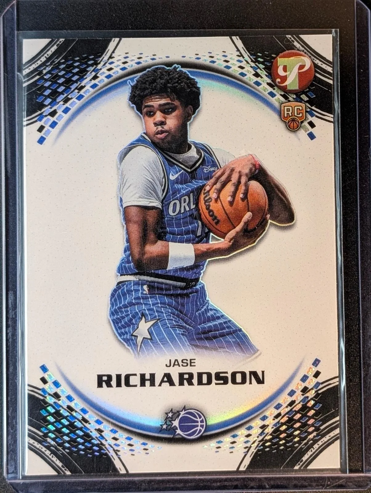 Front of 2025-26 Topps Pristine #136 Jase Richardson Paint the Arc Refractor